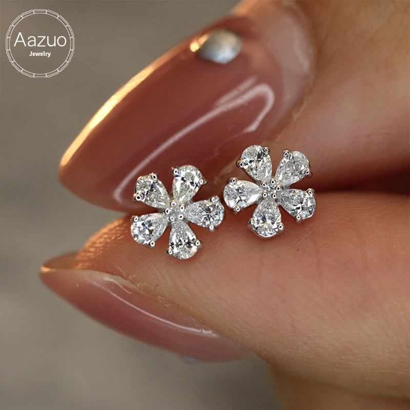Diamond Stud Earrings - Aazuo Fine Jewelry 18K Orignal White