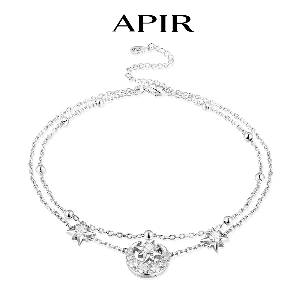 Anklet Foot Chain - APIR Sparkling Moissanite Star Moon Anklet