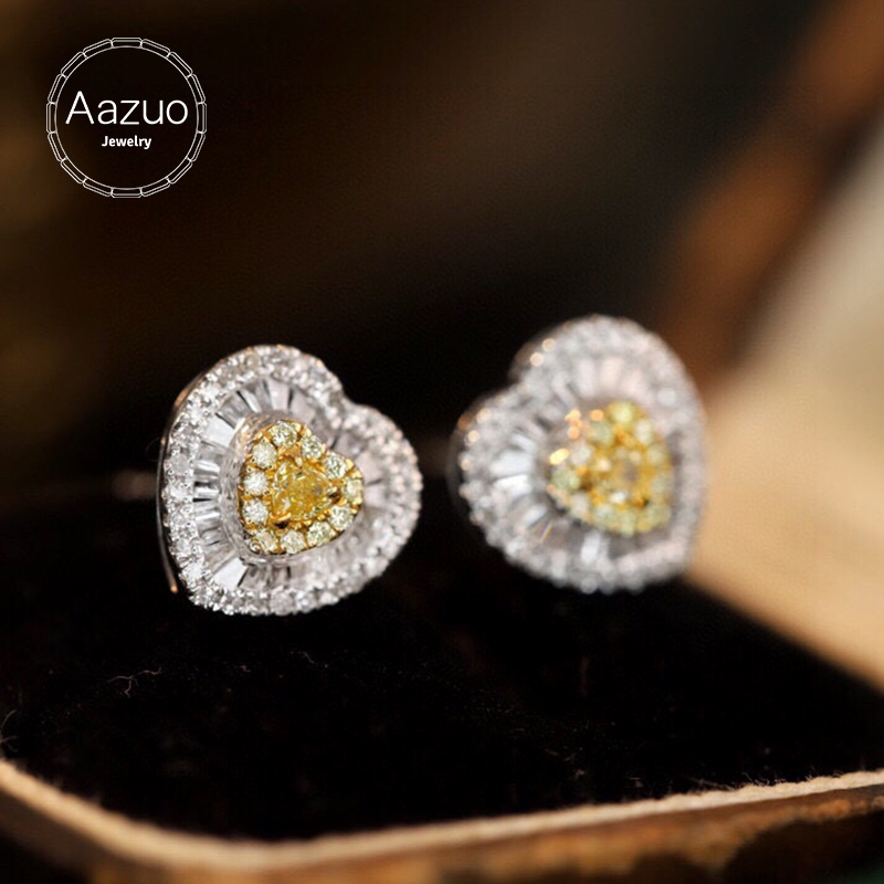 Diamond Stud Earrings - Aazuo Real 18K Solid White Gold