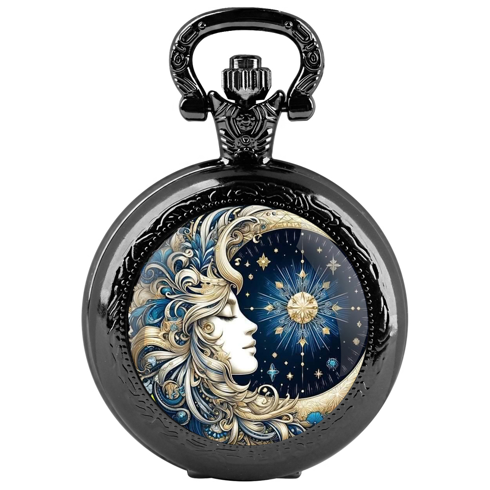 Unique Jewelry Watches - Sun and Moon GoddessQuartz Pocket Watch