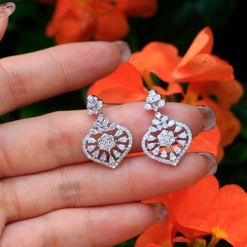 Aazuo 18K Solid White Gold Rea - đánh giá và giá Diamond Stud Earrings
