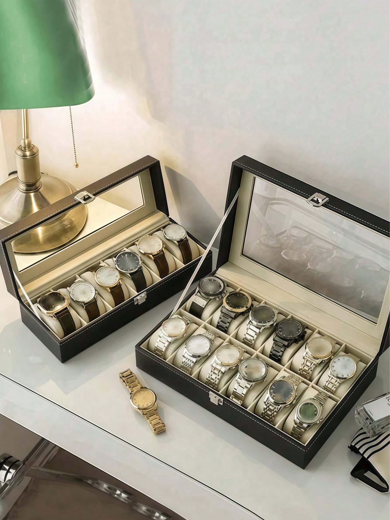 Leather Watch Box with Lock, L - đánh giá và giá Jewelry Box With Watches