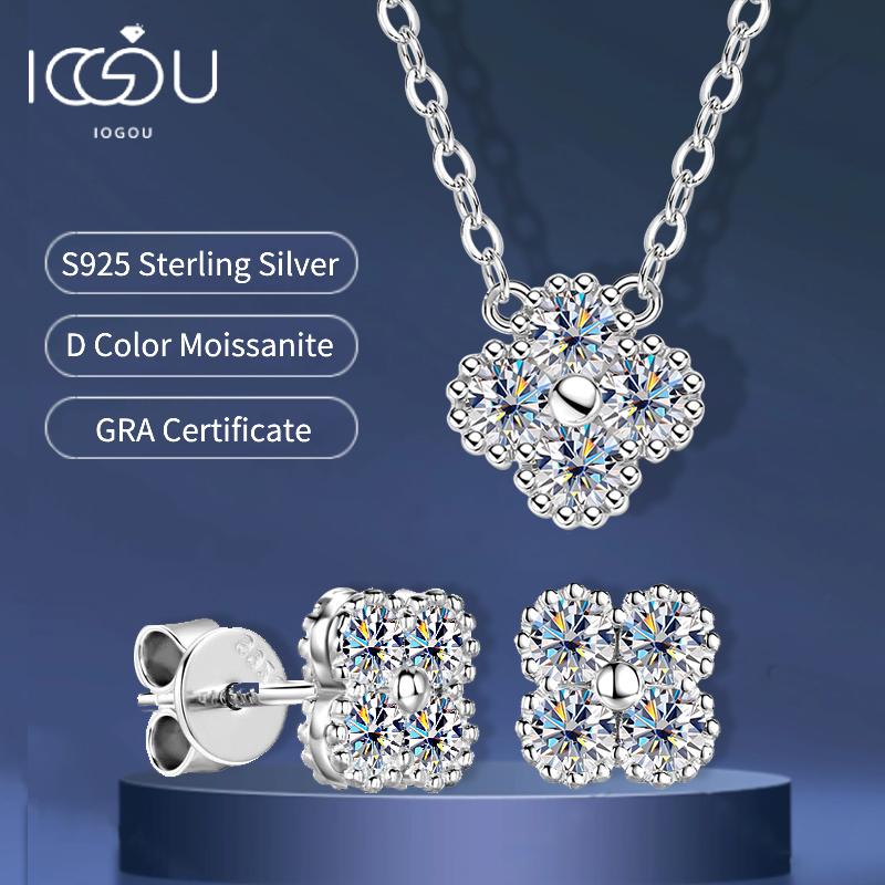 Moissanite Clover Flower Jewel - đánh giá và giá Diamond Stud Earrings