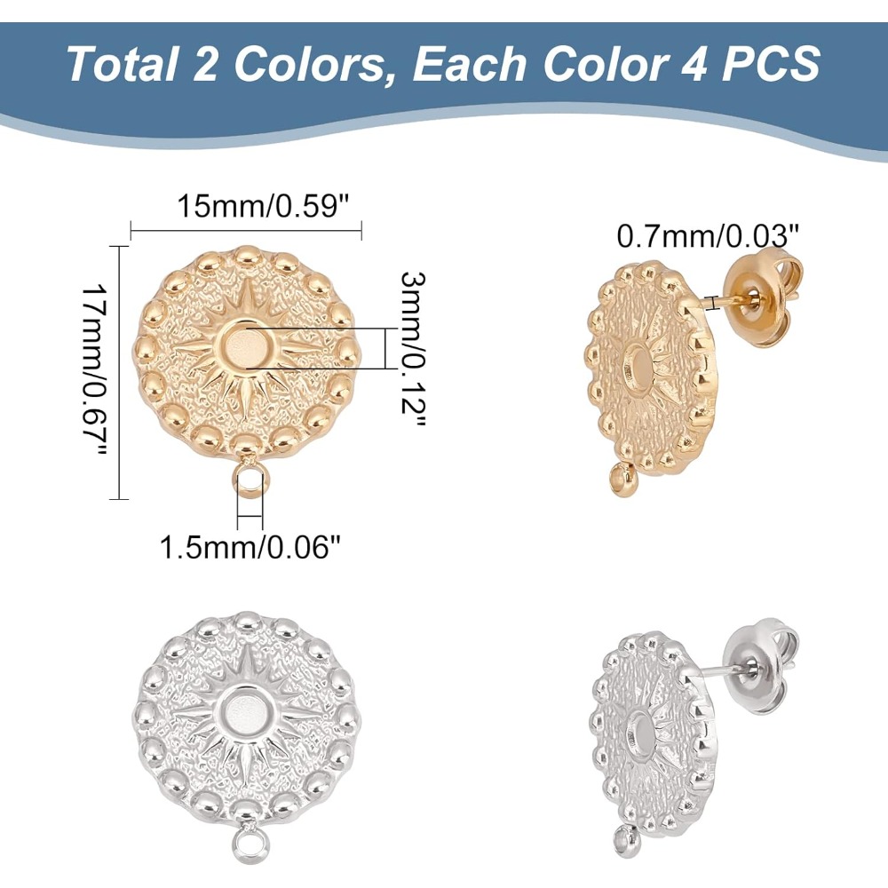 4 Pairs 2 Colors Sun Stud Earr - đánh giá và giá Diamond Stud Earrings